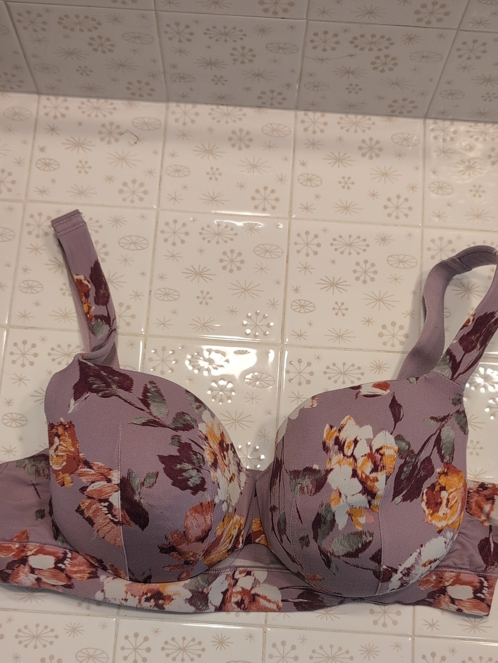 Cacique Lavender Floral Underwire Bra